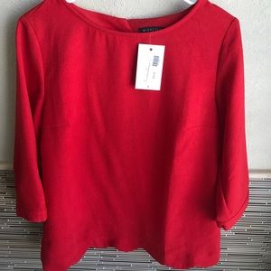 Scalloped Red Blouse